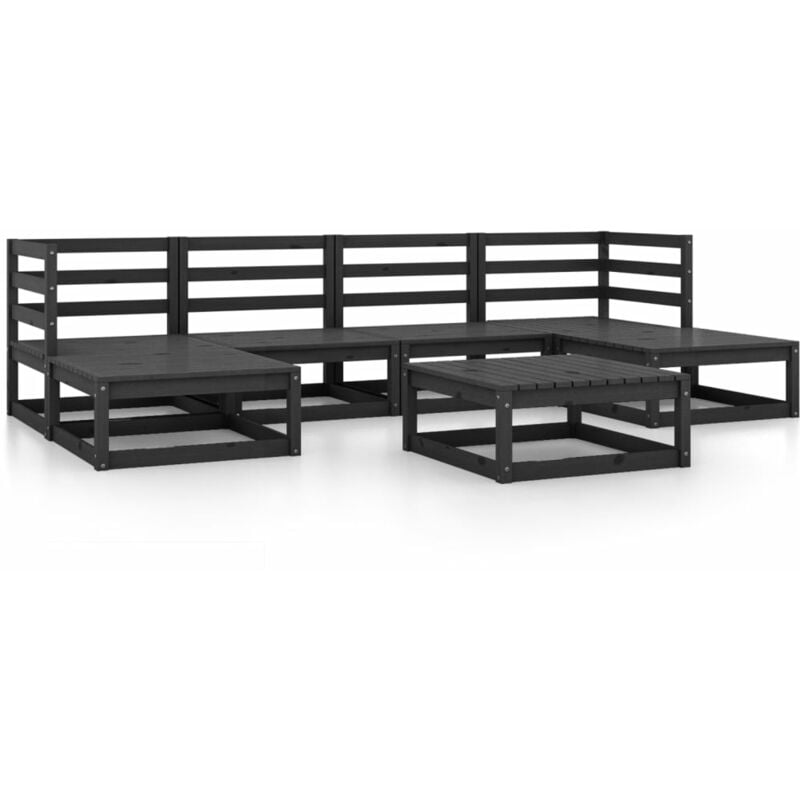 

Juego de muebles de jardín 7 piezas madera maciza pino - Negro - Youthup