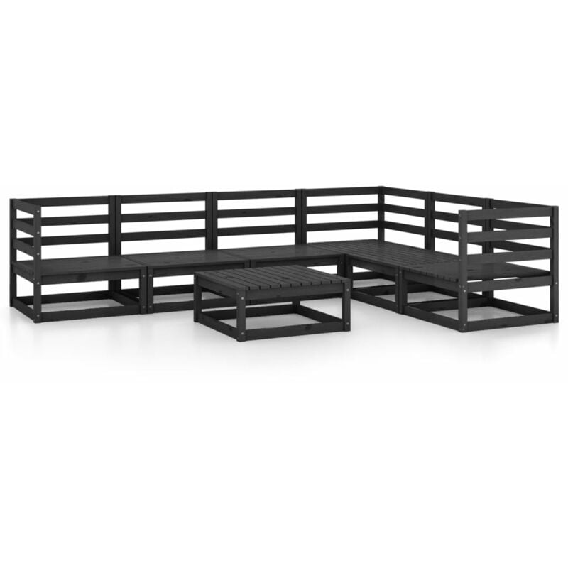 

Juego de muebles de jardín 7 piezas negro madera maciza de pino - Negro - Youthup