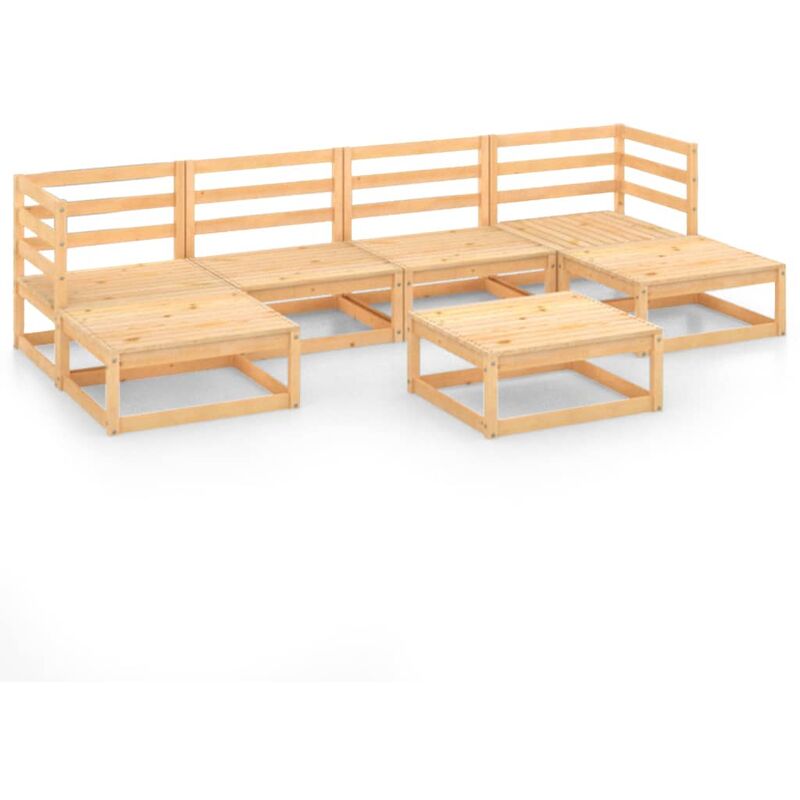 

Juego de muebles de jardín 7 pzas y cojines madera pino maciza - Marrón - Youthup