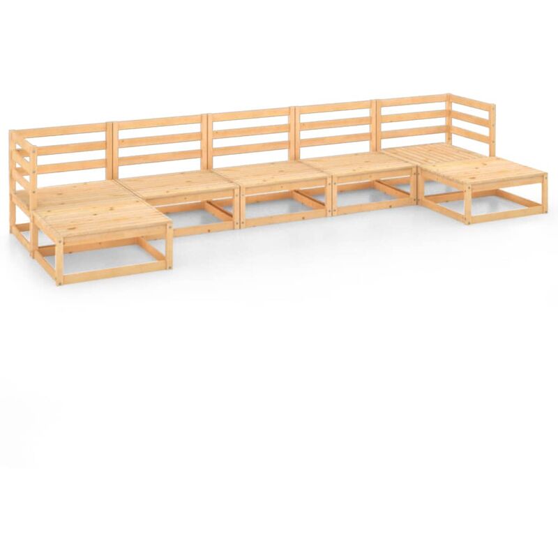 

Juego de muebles de jardín 7 pzas y cojines madera pino maciza - Marrón - Youthup