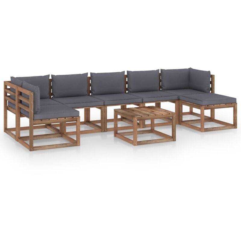 

Juego de muebles de jardín 8 piezas con cojines gris antracita - Marrón - Youthup