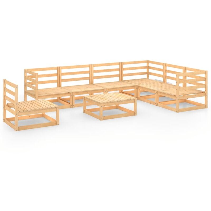 

Juego de muebles de jardín 8 pzas y cojines madera pino maciza - Marrón - Youthup