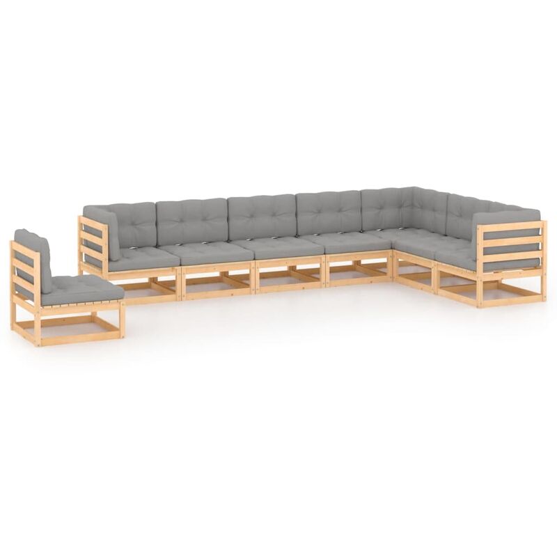 

Juego de muebles de jardín 8 pzas y cojines madera pino maciza - Marrón - Youthup
