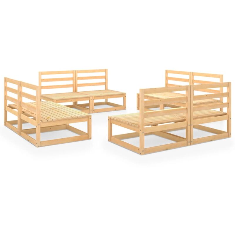 

Juego de muebles de jardín 8 pzas y cojines madera pino maciza - Marrón - Youthup