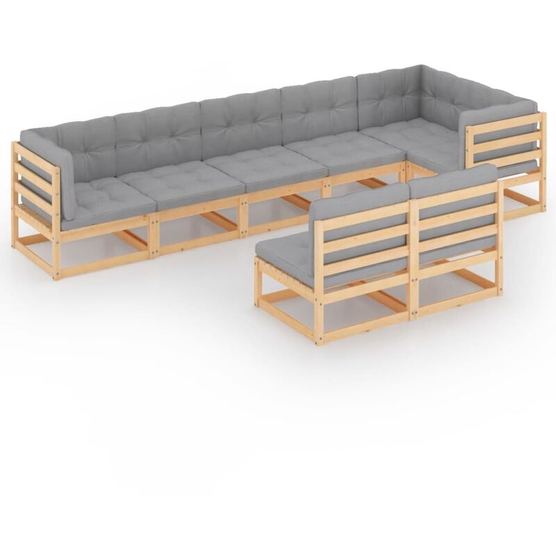 

YOUTHUP Juego de muebles de jardín 8 pzas y cojines madera pino maciza - Marrón