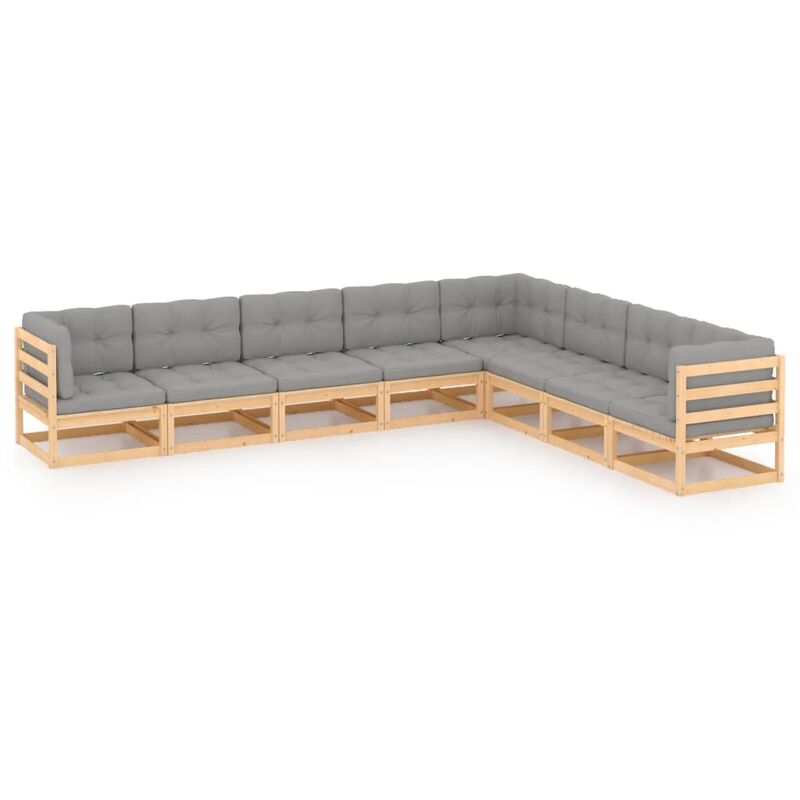 

Juego de muebles de jardín 8 pzas y cojines madera pino maciza - Marrón - Youthup