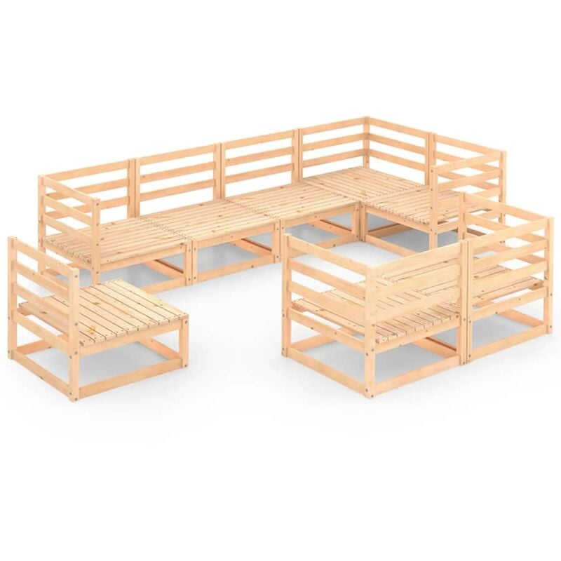 

Juego de muebles de jardín 8 pzas y cojines madera pino maciza - Marrón - Youthup