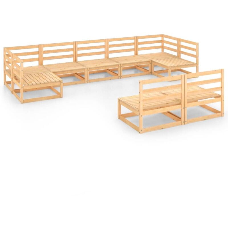 

Juego de muebles de jardín 9 piezas madera maciza pino - Marrón - Youthup
