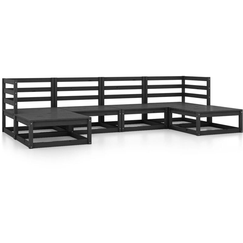 

Juego de muebles de jardín 9 piezas madera pino maciza - Negro - Youthup