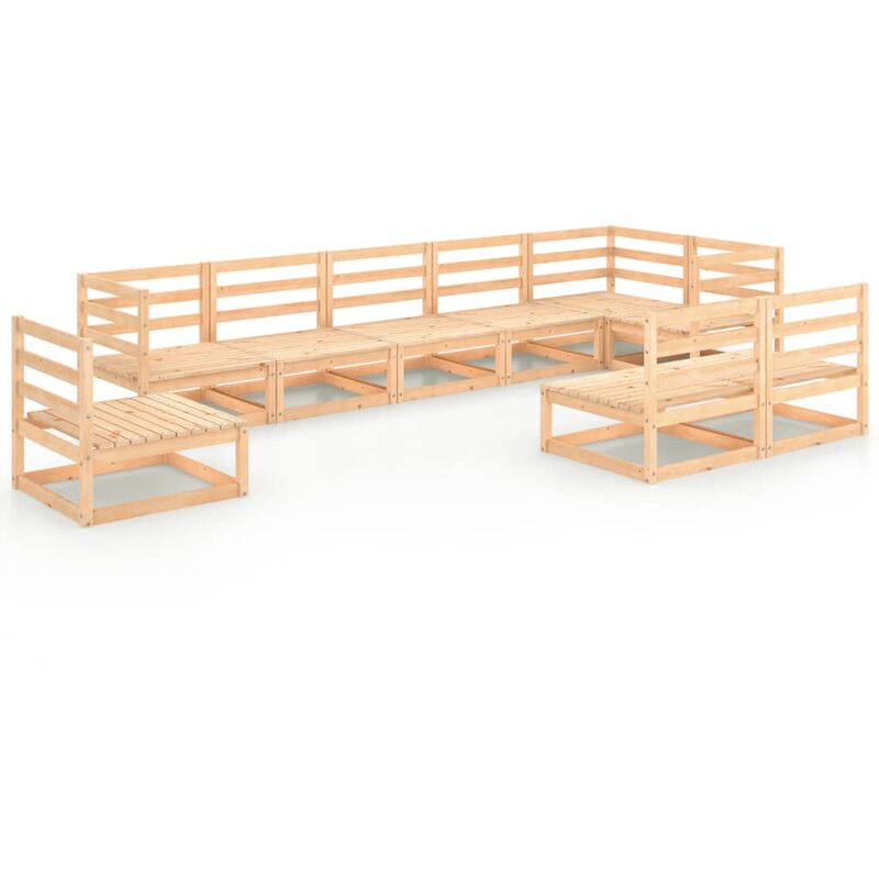 

Juego de muebles de jardín 9 pzas y cojines madera pino maciza - Marrón - Youthup