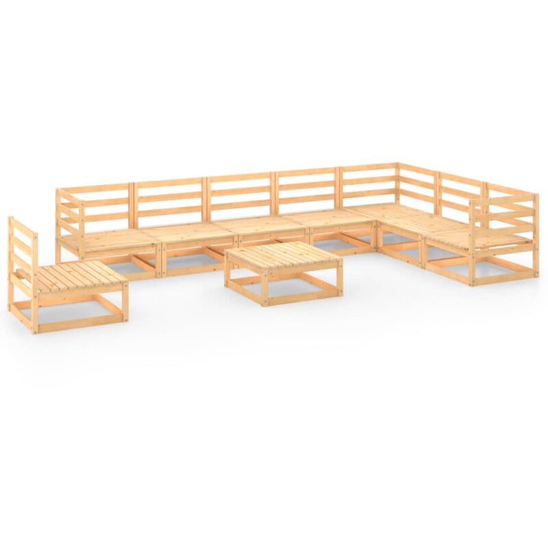 

Juego de muebles de jardín 9 pzas y cojines madera pino maciza - Marrón - Youthup