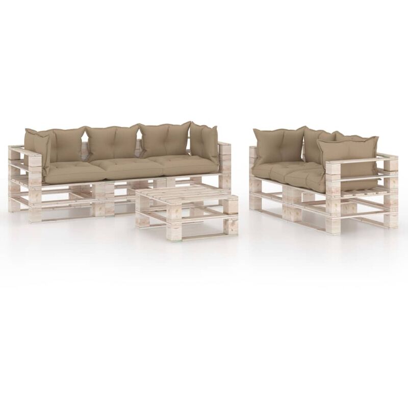 

Juego de muebles de jardín de palets 6 pzas cojines madera pino - Youthup