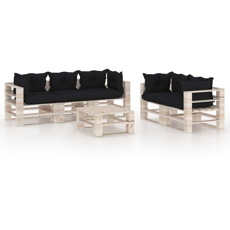 

Juego de muebles de jardín de palets 6 pzas cojines madera pino - Youthup