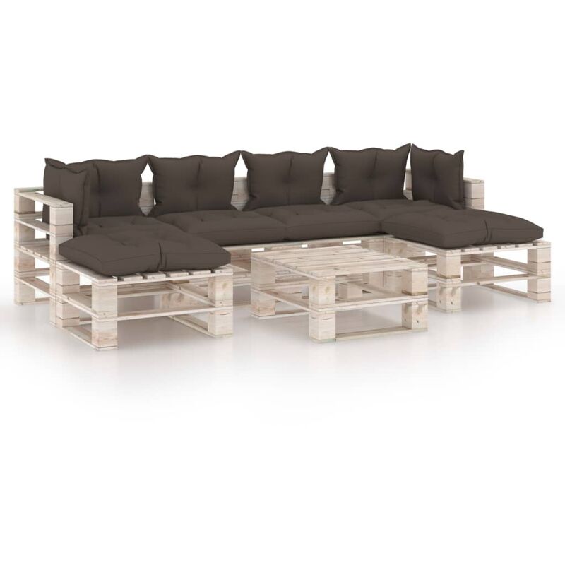 

YOUTHUP Juego de muebles de jardín de palets 7 pzas cojines madera pino - Gris Topo