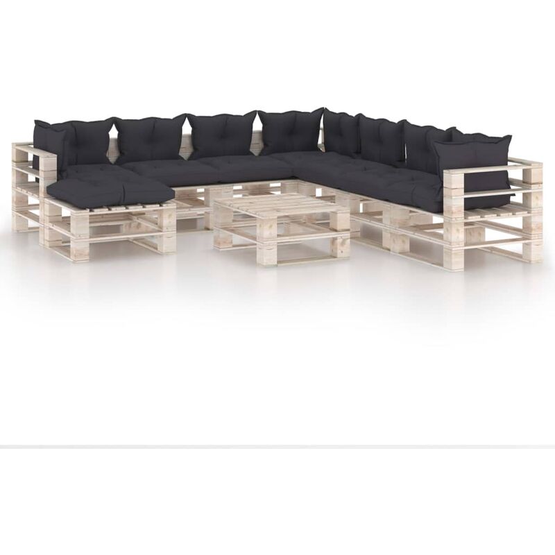

Juego de muebles de jardín de palets 9 pzas cojines madera pino - Youthup