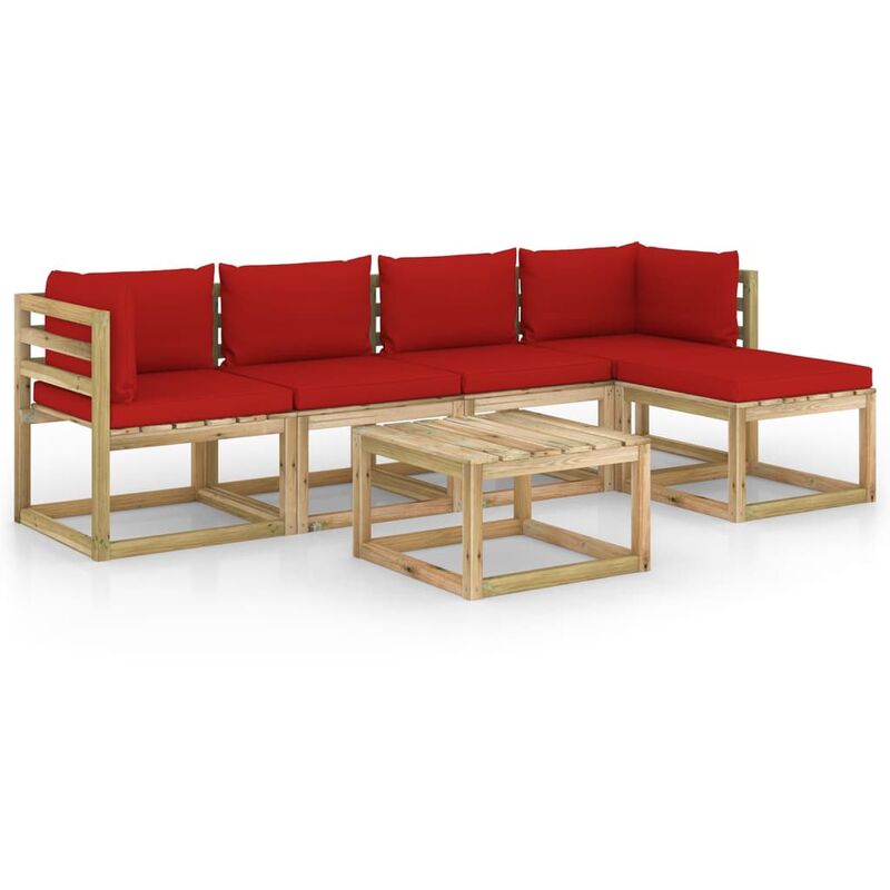 

Juego de muebles jardín 6 pzas cojines madera pino impregnado - Marrón - Youthup