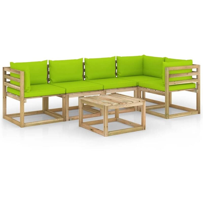 

Juego de muebles jardín 6 pzas cojines madera pino impregnado - Marrón - Youthup