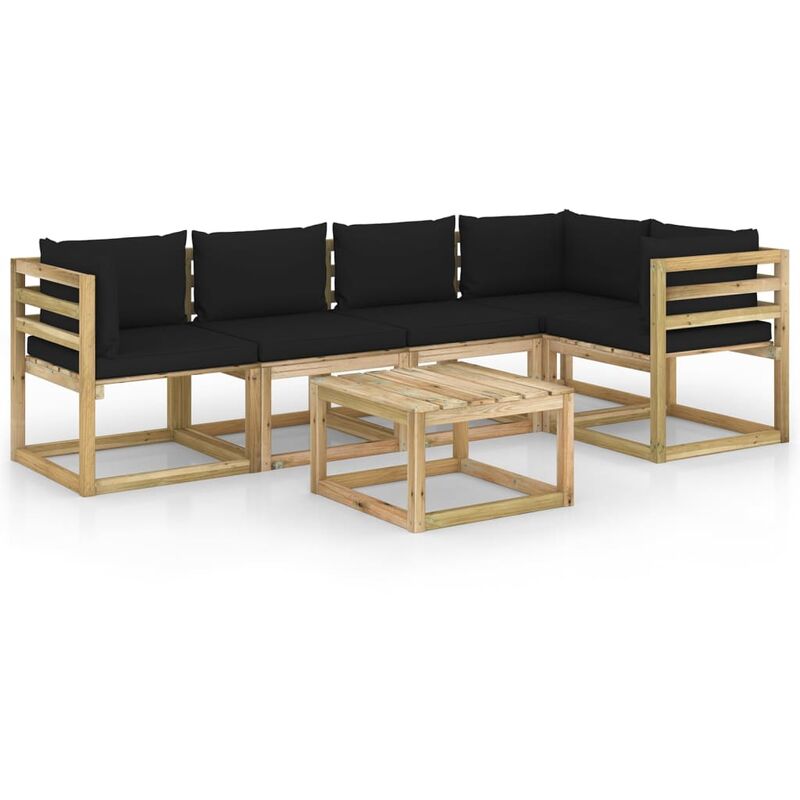 

Juego de muebles jardín 6 pzas cojines madera pino impregnado - Marrón - Youthup