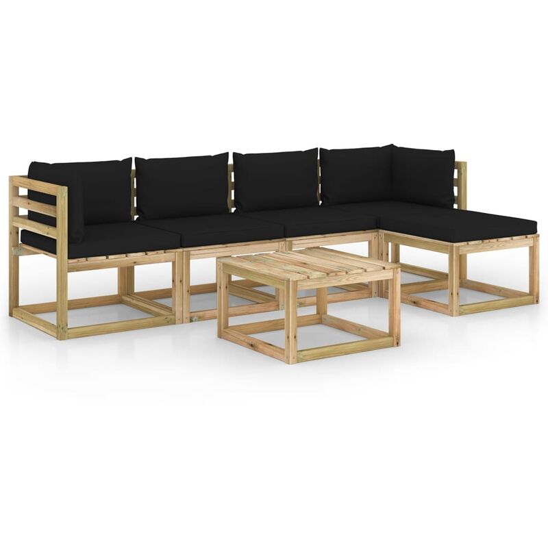 

Juego de muebles jardín 6 pzas cojines madera pino impregnado - Marrón - Youthup