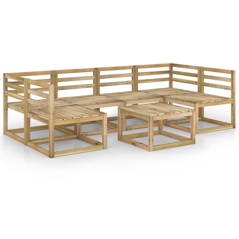 

Juego de muebles jardín 7 pzas verde madera pino impregnado - Marrón - Youthup