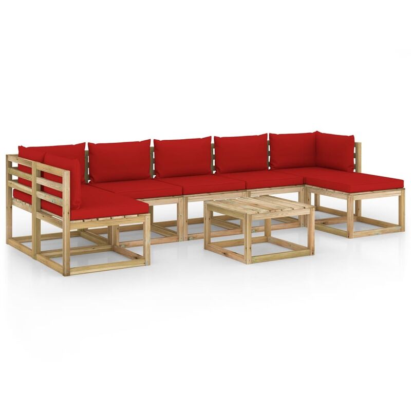 

Juego de muebles jardín 8 pzas cojines madera pino impregnado - Marrón - Youthup