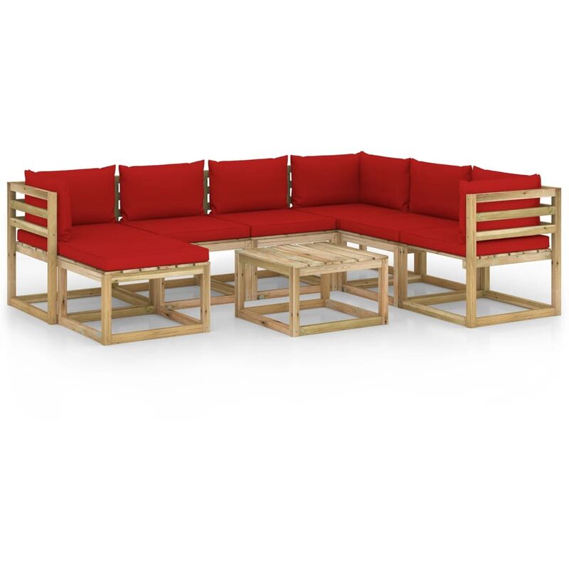 

Juego de muebles jardín 8 pzas cojines madera pino impregnado - Marrón - Youthup