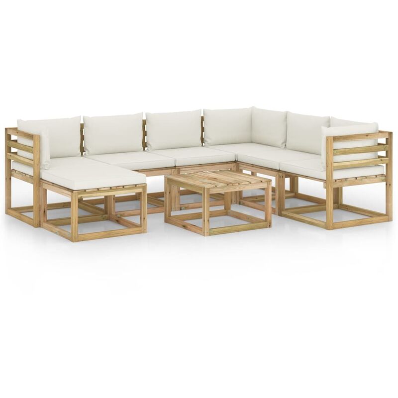 

Juego de muebles jardín 8 pzas cojines madera pino impregnado - Marrón - Youthup