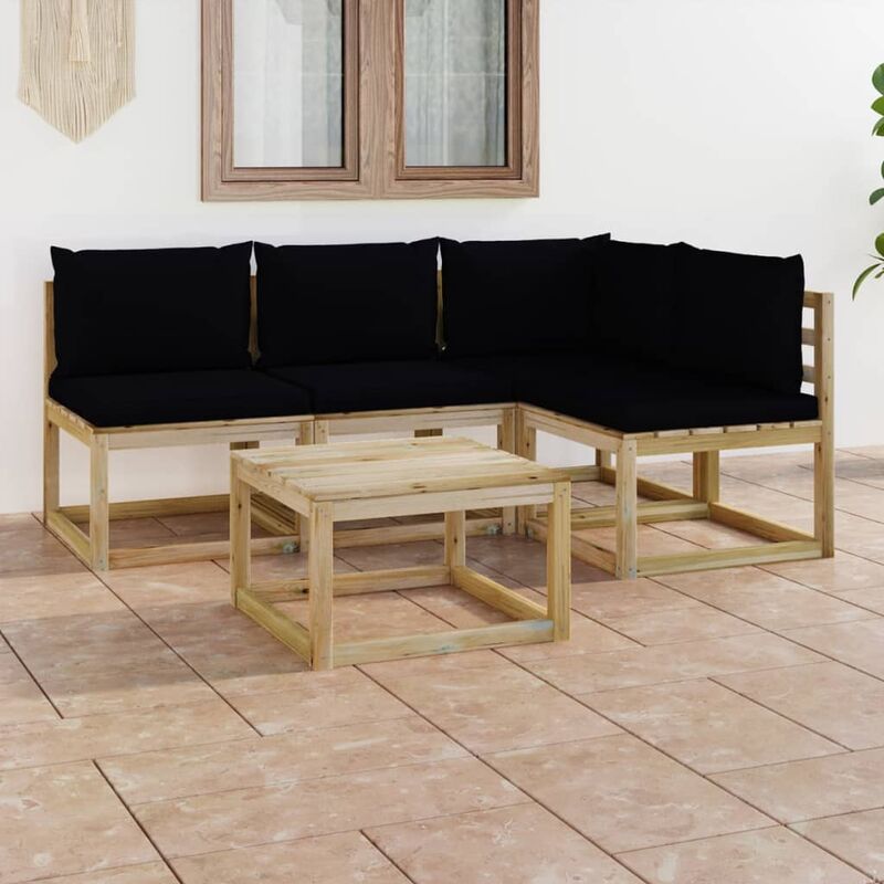

Juego de muebles jardín de 5 piezas con cojines negro - Marrón - Youthup