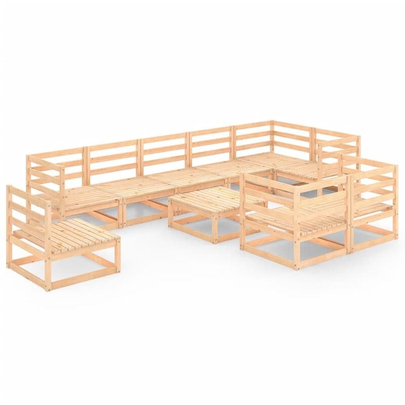 

Juego de salón de jardín 10 piezas madera maciza de pino - Marrón - Youthup