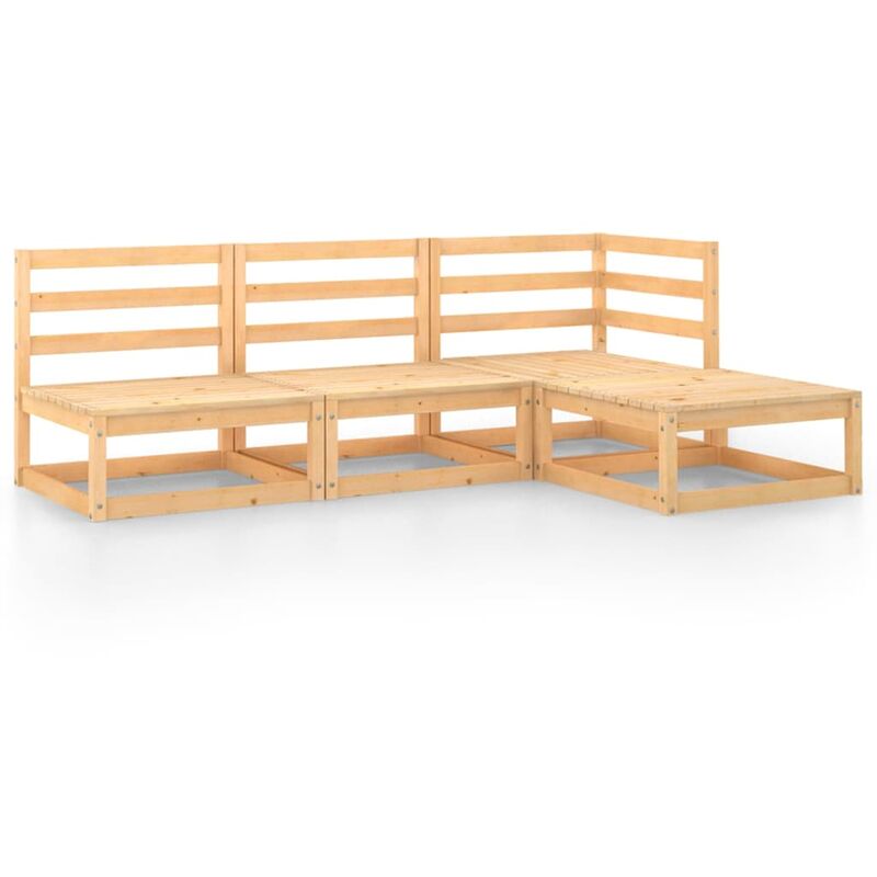 

Juego de salón de jardín 4 piezas madera maciza de pino - Marrón - Youthup