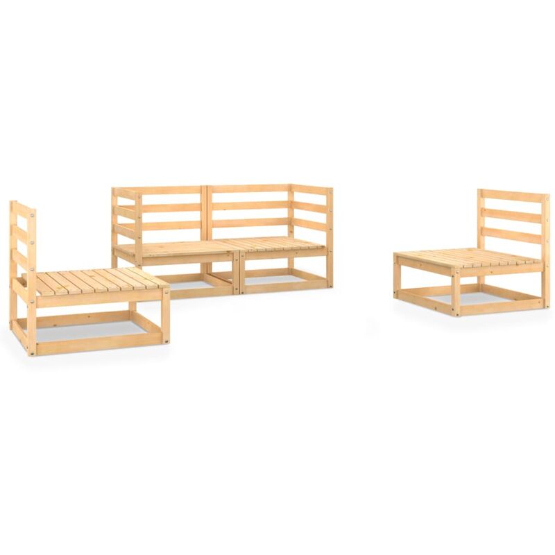 

Juego de salón de jardín 4 piezas madera maciza de pino - Marrón - Youthup