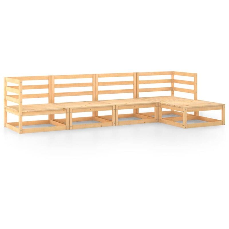 

Juego de salón de jardín 5 piezas madera maciza de pino - Marrón - Youthup