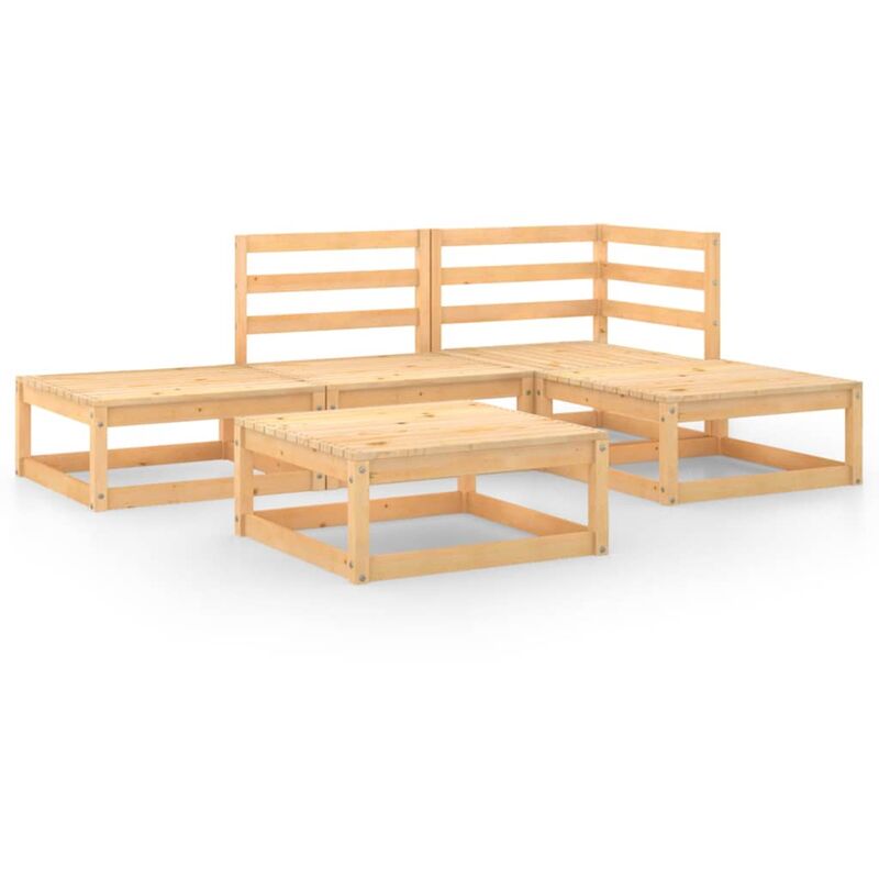 

Juego de salón de jardín 5 piezas madera maciza de pino - Marrón - Youthup