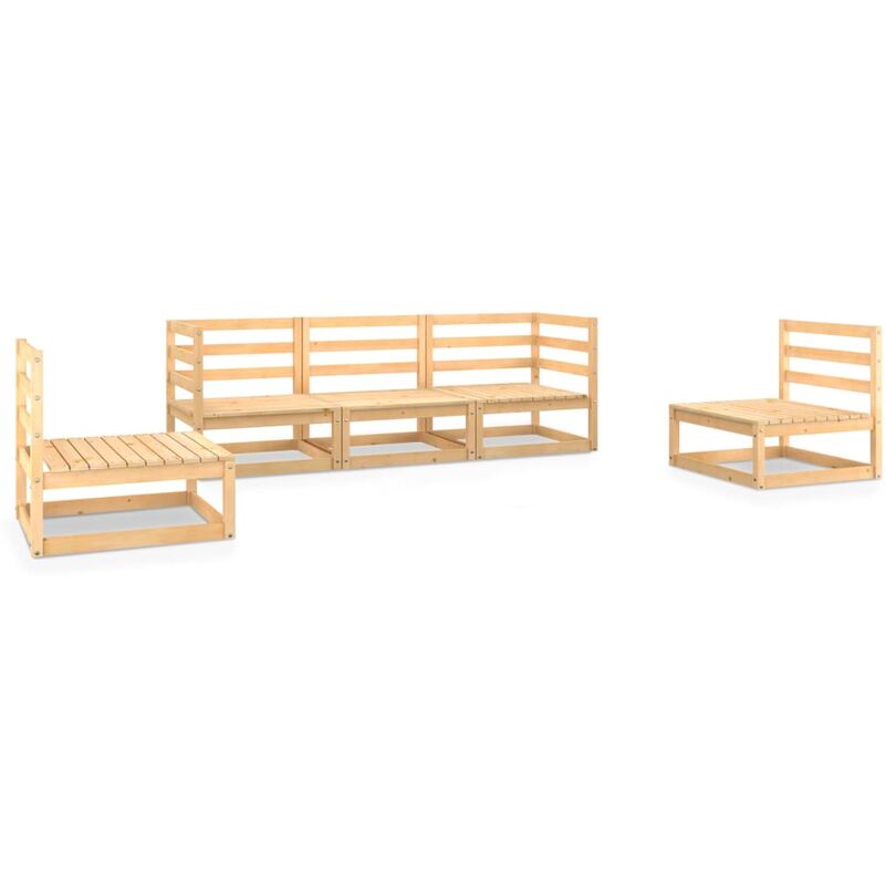 

Juego de salón de jardín 5 piezas madera maciza de pino - Marrón - Youthup