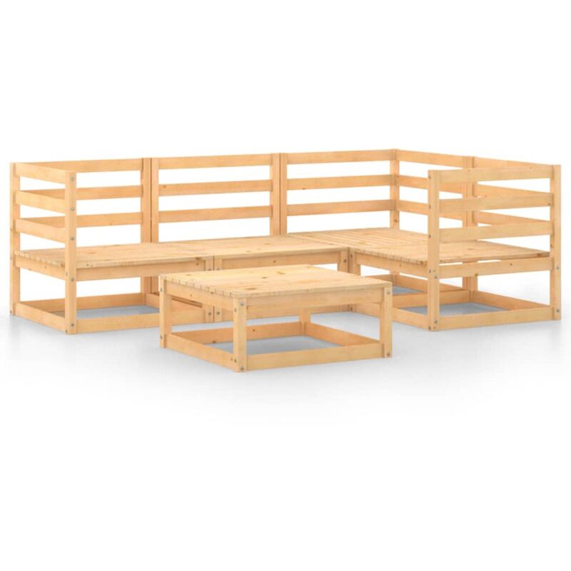 

Juego de salón de jardín 5 piezas madera maciza de pino - Marrón - Youthup