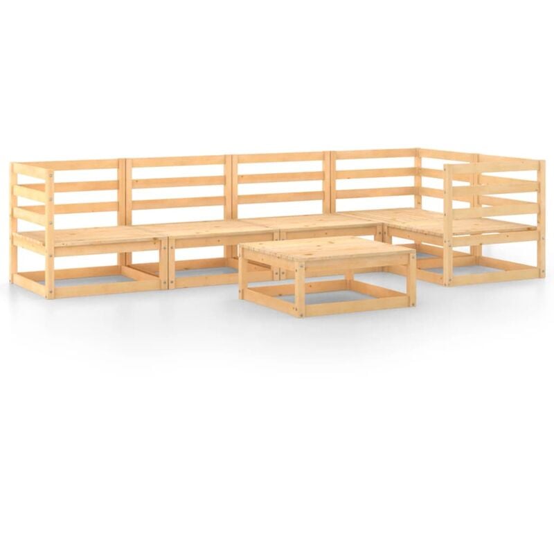 

Juego de salón de jardín 6 piezas madera maciza de pino - Marrón - Youthup