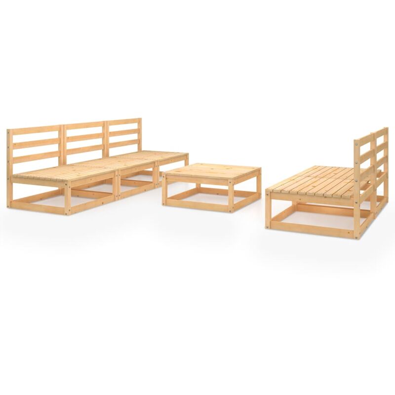 

Juego de salón de jardín 6 piezas madera maciza de pino - Marrón - Youthup