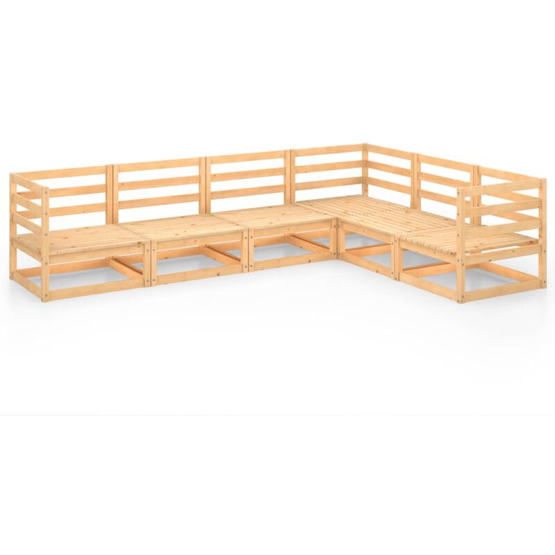 

Juego de salón de jardín 6 piezas madera maciza de pino - Marrón - Youthup