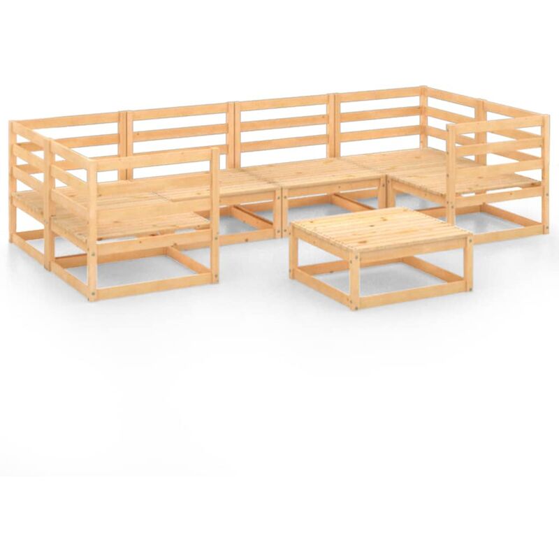 

Juego de salón de jardín 7 piezas madera maciza de pino - Marrón - Youthup