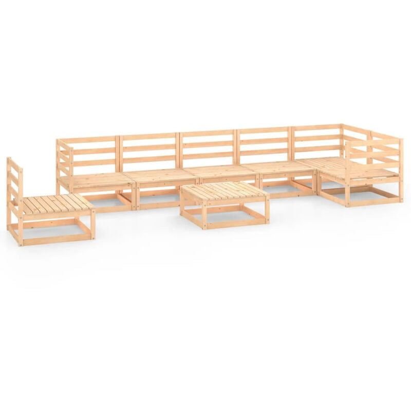 

Juego de salón de jardín 8 piezas madera maciza de pino - Marrón - Youthup