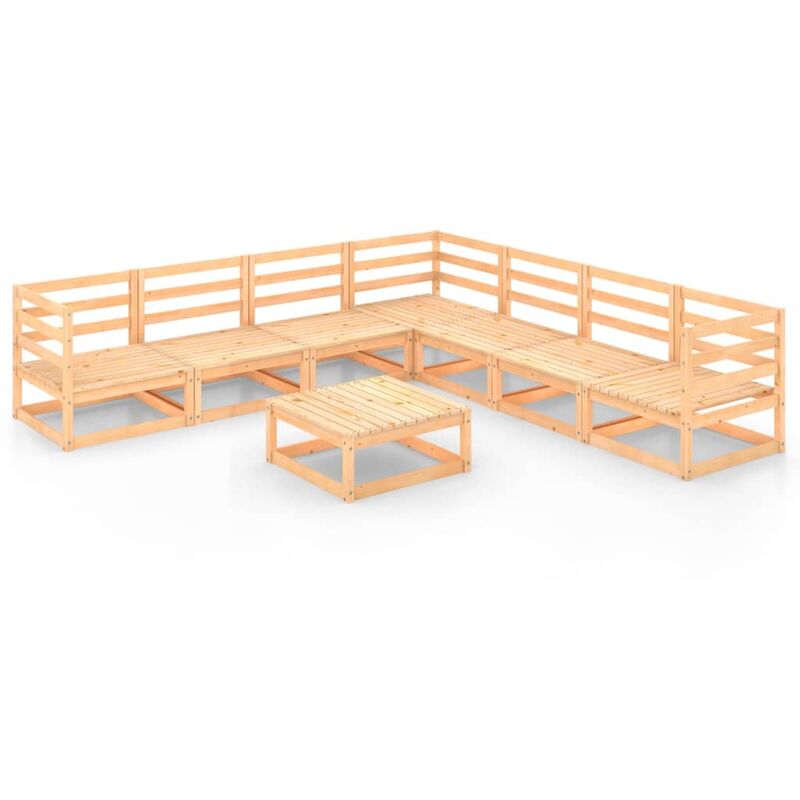 

Juego de salón de jardín 8 piezas madera maciza de pino - Marrón - Youthup