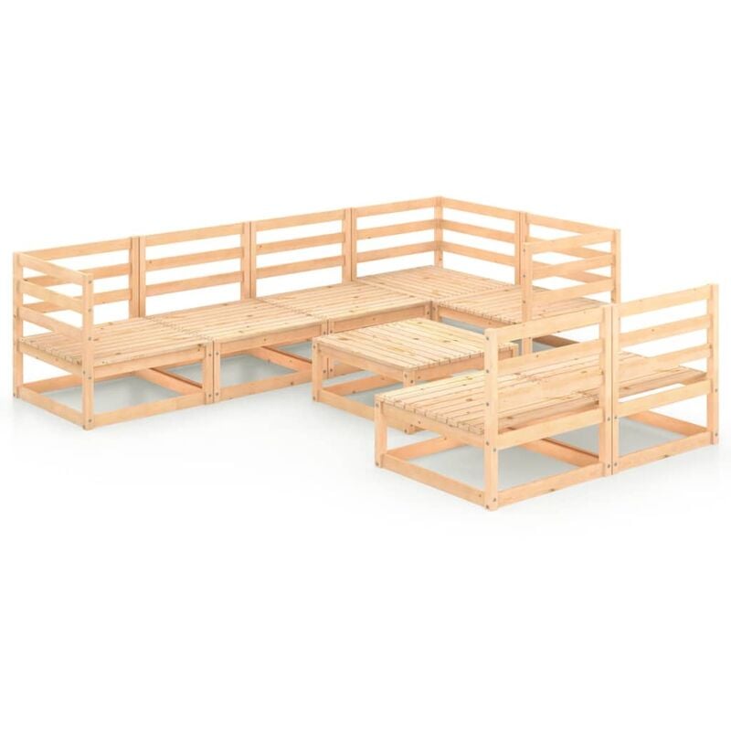 

Juego de salón de jardín 8 piezas madera maciza de pino - Marrón - Youthup