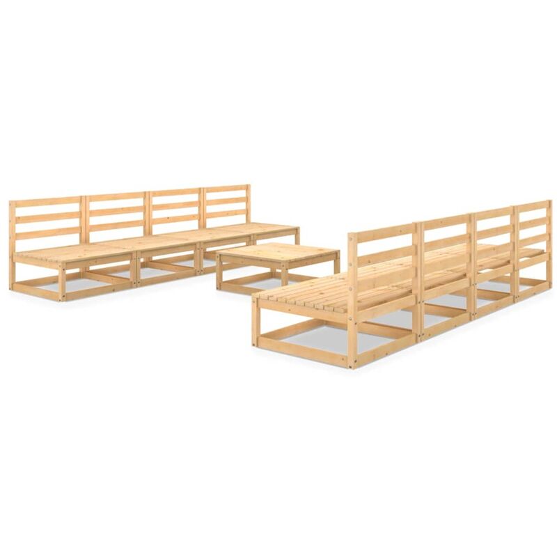

Juego de salón de jardín 9 piezas madera maciza de pino - Marrón - Youthup