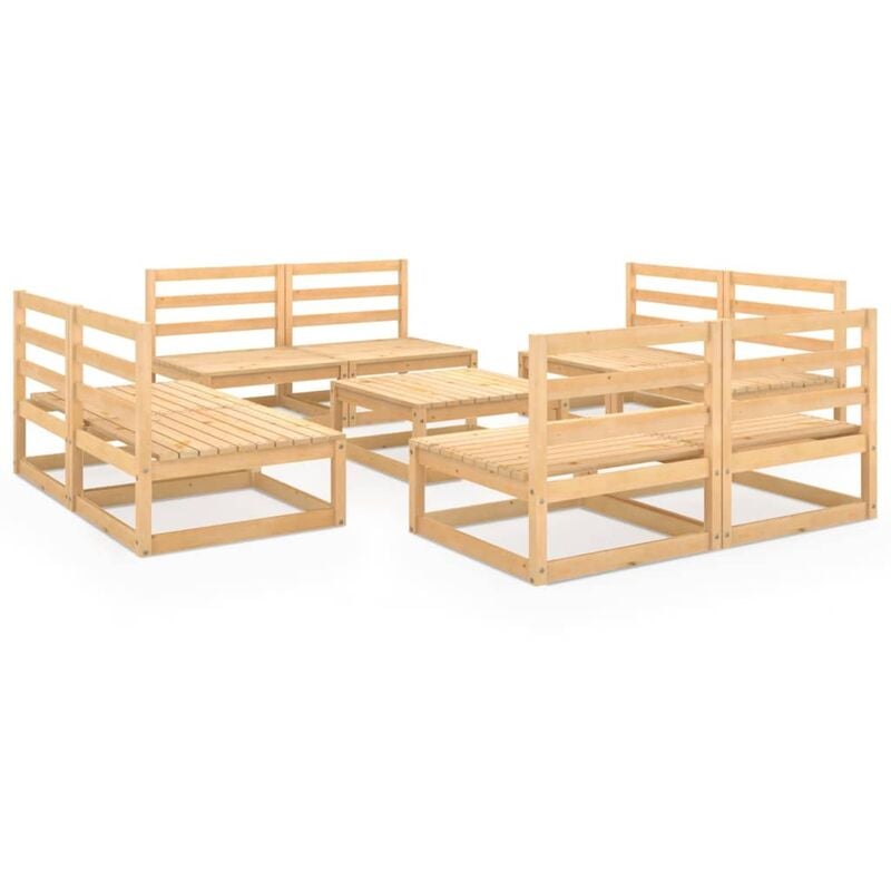 

Juego de salón de jardín 9 piezas madera maciza de pino - Marrón - Youthup