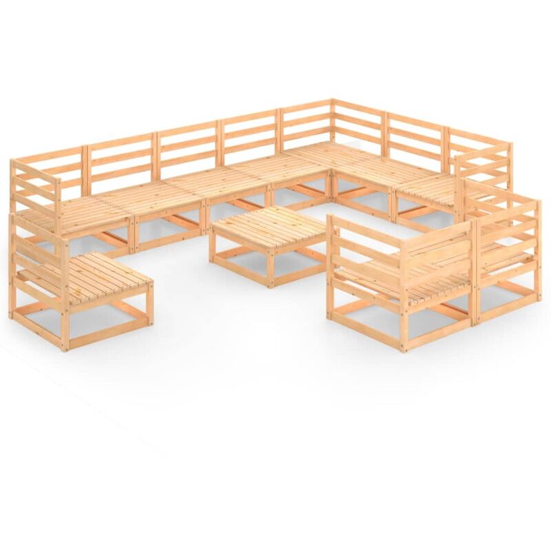 

YOUTHUP Juego de salón de jardín de 11 piezas madera maciza de pino - Marrón