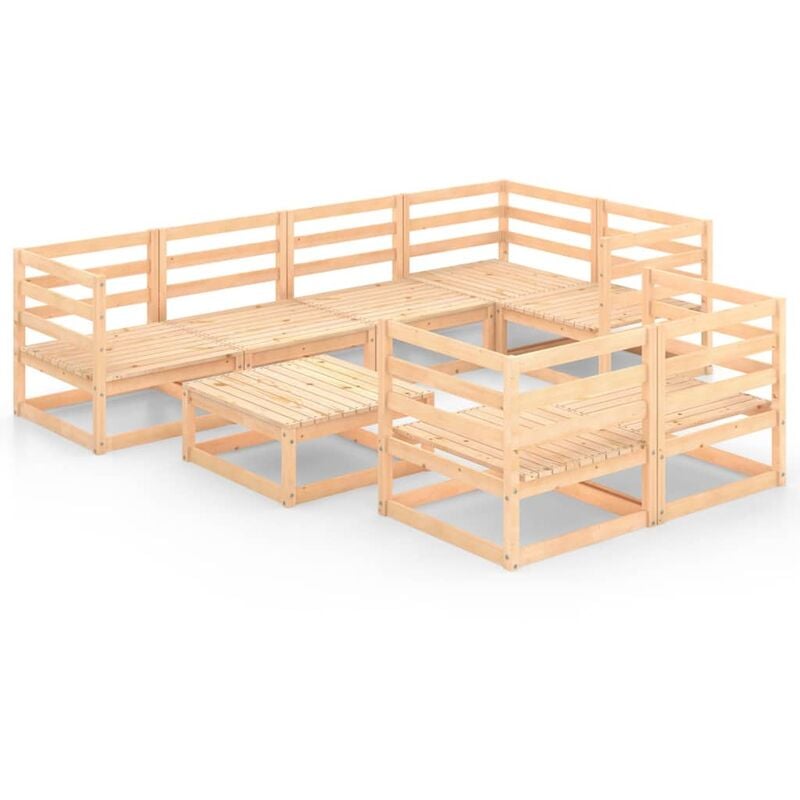 

Juego de salón de jardín de 8 piezas madera maciza de pino - Marrón - Youthup