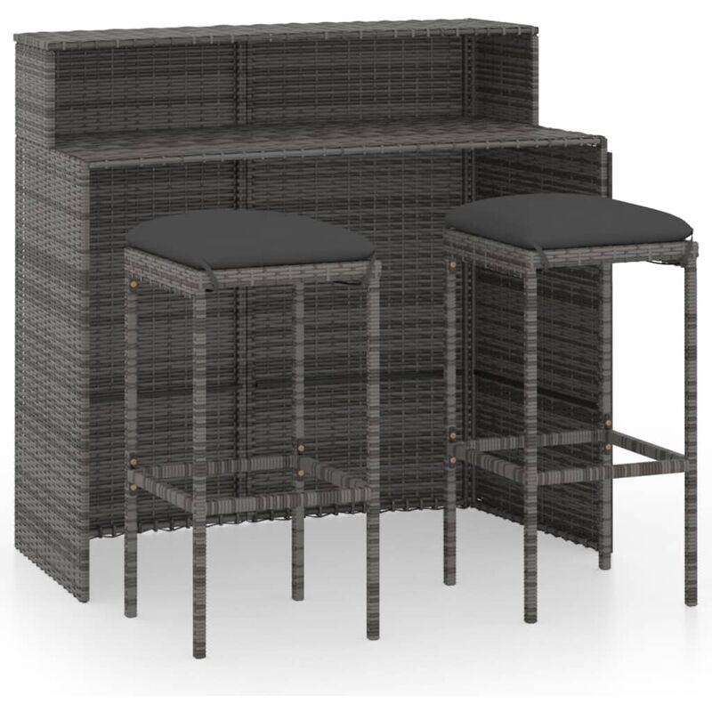 

Juego muebles de bar para jardín 3 piezas y cojines gris - Gris - Youthup