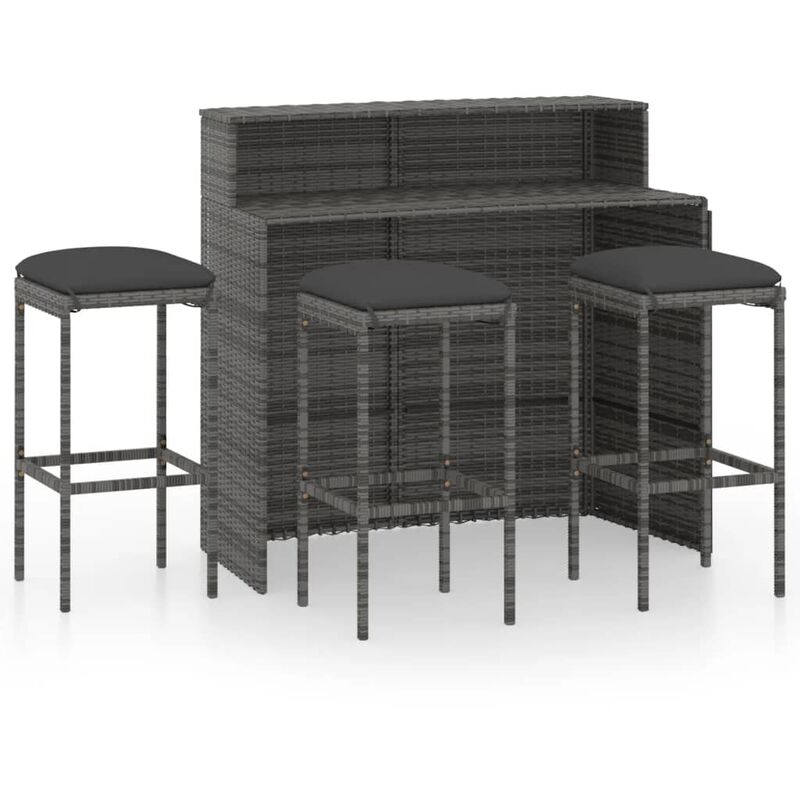 

Juego muebles de bar para jardín 4 piezas y cojines gris - Gris - Youthup