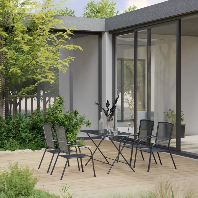 

Juego muebles de comedor de jardín de 5 piezas acero antracita - Antracita - Youthup