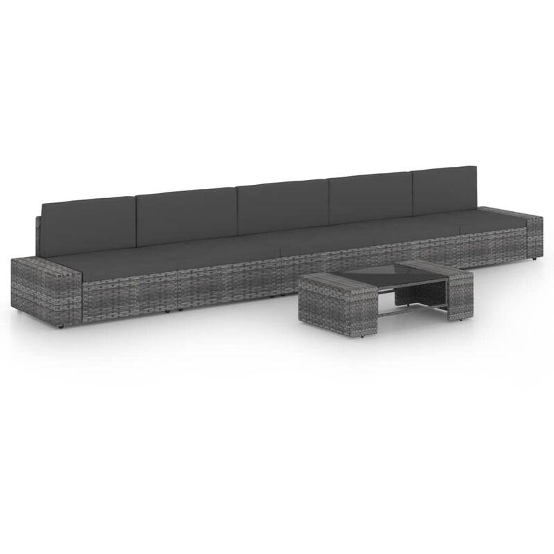 

Juego muebles de jardín 6 pzas y cojines ratán sintético gris - Gris - Youthup